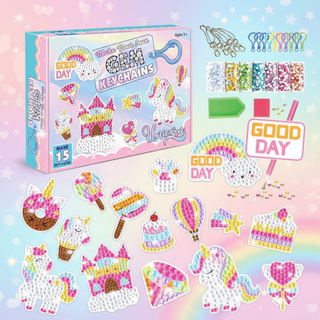 15pcs Diamond Art Painting Keychains | 5D Diamond Gem Kits