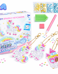 5 PCS DIY Arts Crafts Diamond Painting Kit for Kids | Gem Art Keychains

