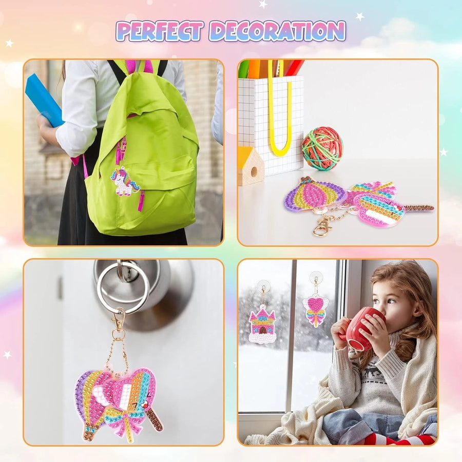 15pcs Diamond Art Painting Keychains | 5D Diamond Gem Kits