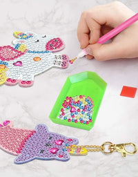 5 PCS DIY Arts Crafts Diamond Painting Kit for Kids | Gem Art Keychains

