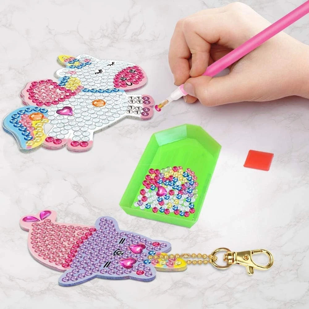 5 PCS DIY Arts Crafts Diamond Painting Kit for Kids | Gem Art Keychains