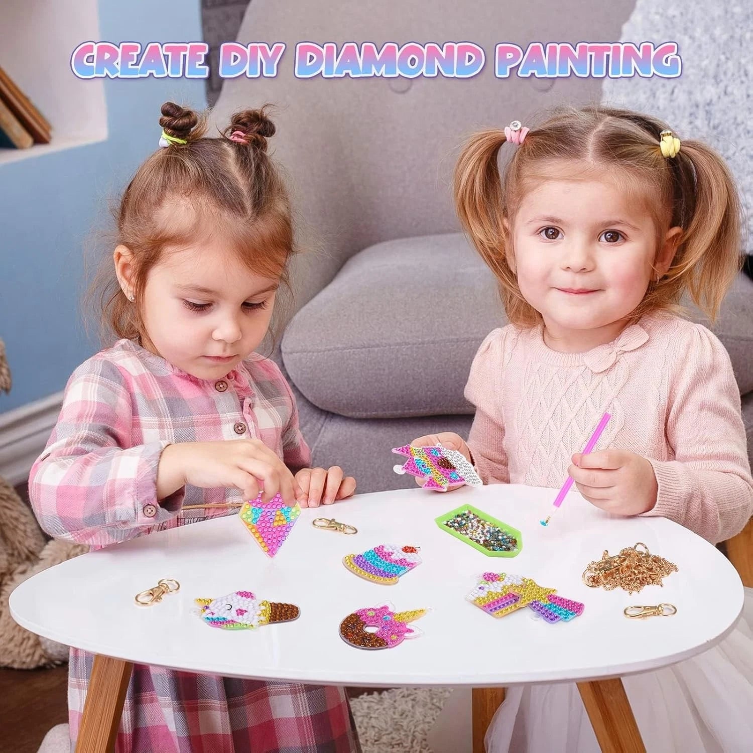 15pcs Diamond Art Painting Keychains | 5D Diamond Gem Kits